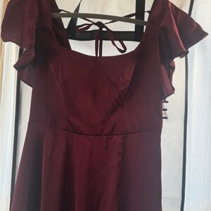 Azazie Backless Burgundy Dress